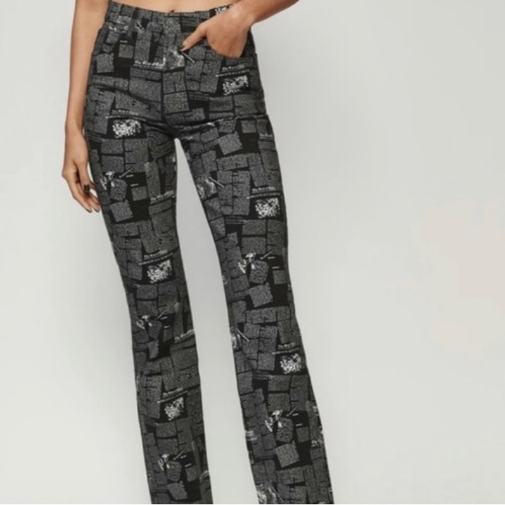 reformation black news pants size 26 only worn twice in great condition